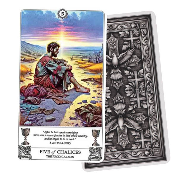 Biblical Tarot - Five of Chalices