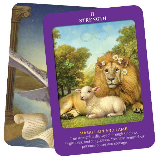 Animal Guides Tarot by Radleigh Valentine - Strength - Masai Lion and Lamb