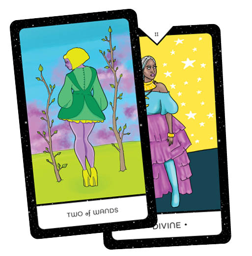 Rainbow Moon Tarot - Two of Wands
