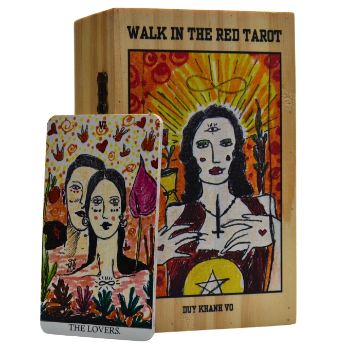 Walk in the Red Tarot Wooden box and card