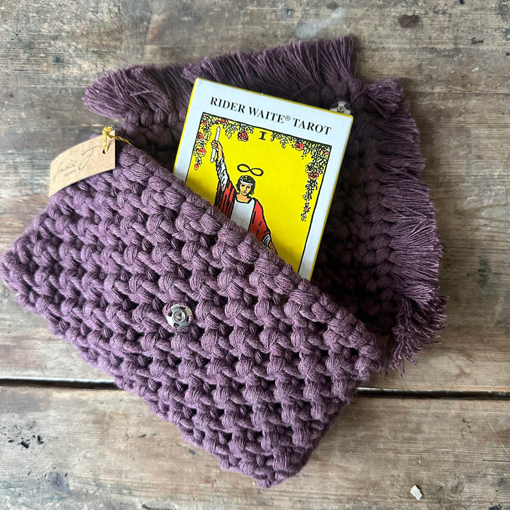Bolsa de Tarot de macramé – Berenjena
