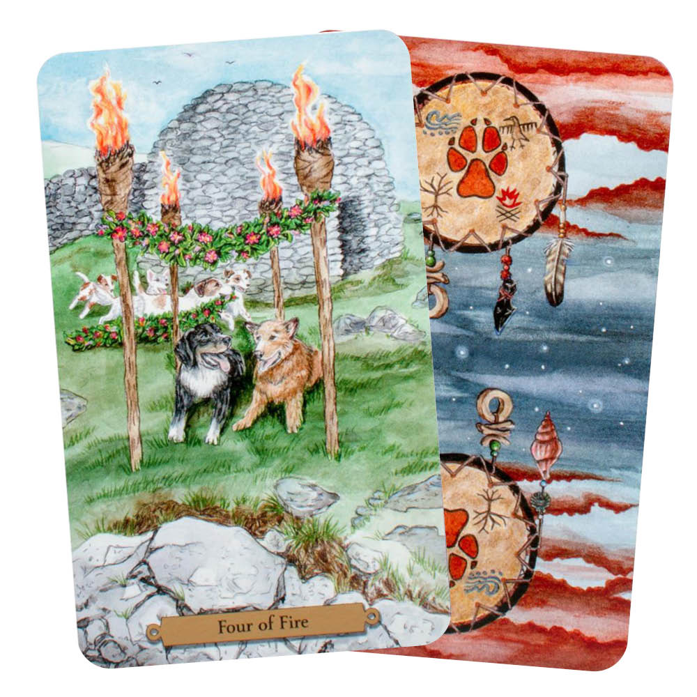 Magical Dogs Tarot - Four of Fire