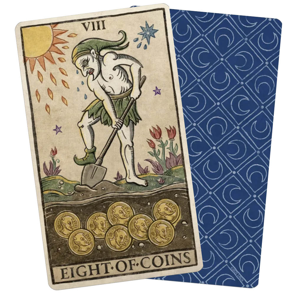 Trionfi Della Luna Tarot - Illustrated Pips Edition - Eight of coins