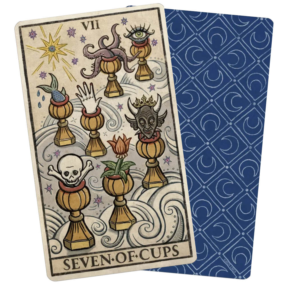 Trionfi Della Luna Tarot - Illustrated Pips Edition - Seven 7 of Cups