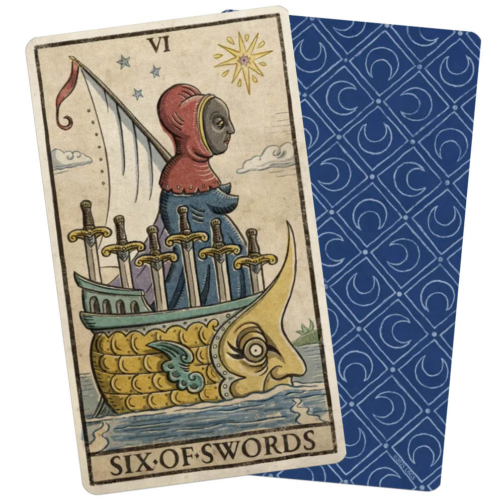 Trionfi Della Luna Tarot - Illustrated Pips Edition - Six of swords