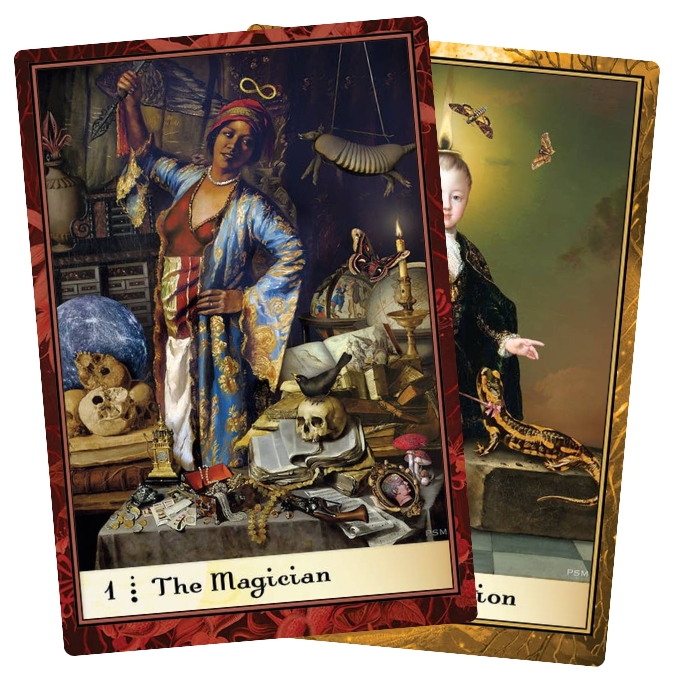 Boadicea’s Tarot of Earthly Delights features Paula Millet’s collage art across 80 cards with reimagined suits. For creative readers drawn to layered visuals.