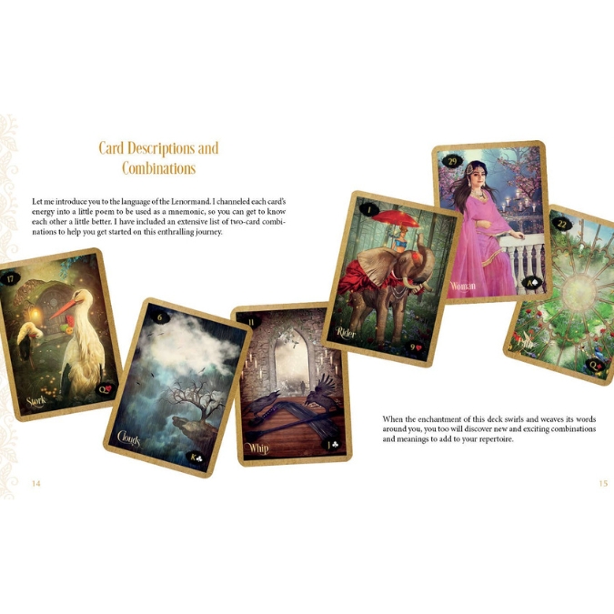 Lenormand of Enchantment blends classic Lenormand icons with Yasmeen Westwood’s imaginative art. For visual readers seeking clear, structured insight.