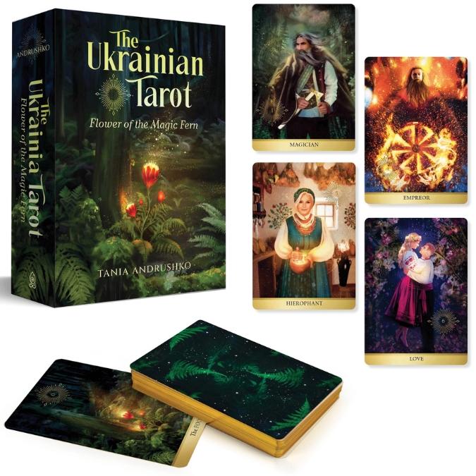 Tania Andrushko’s The Ukrainian Tarot pays tribute to Ukrainian folklore. Earth-toned symbolic illustrations reflect myths and rituals, all within a classic tarot structure. Perfect for readers drawn to cultural, symbolic, and traditional narratives.