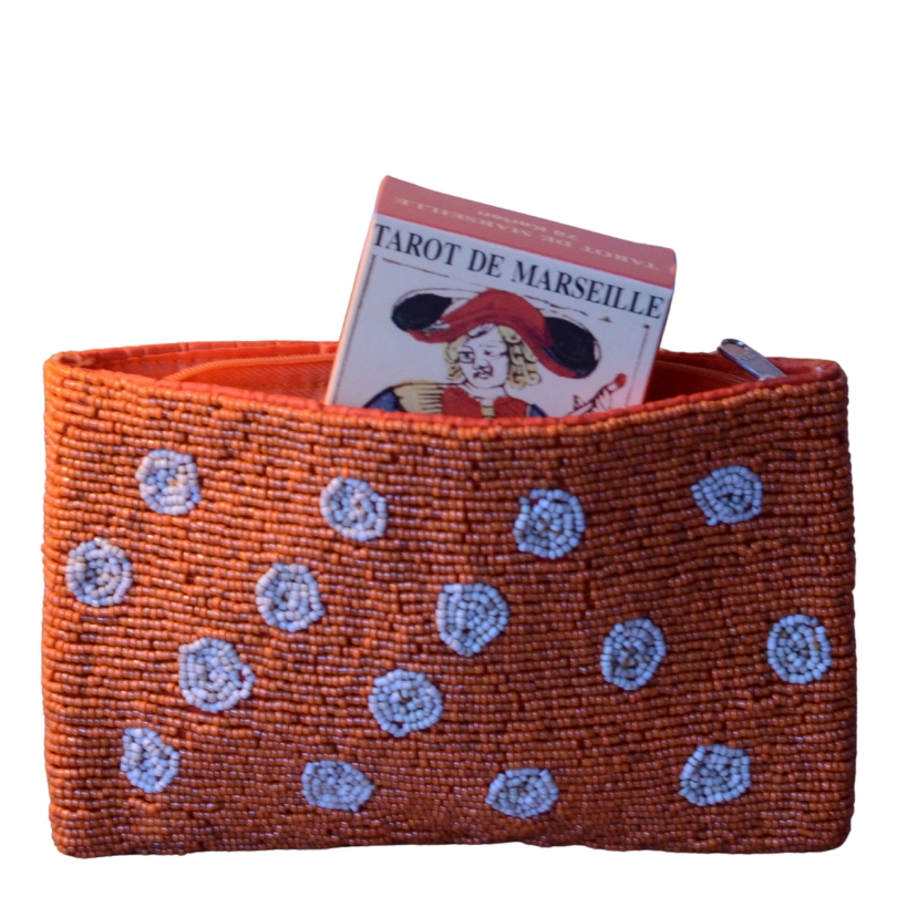 Kralentasje – Oranje met zandkleurige stip