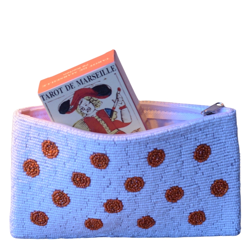 Kralentasje – Wit met oranje stip