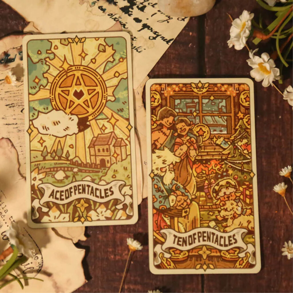 The Valley of the Lambs Tarot - the empress - Ace of Pentacles - Ten of Pentacles