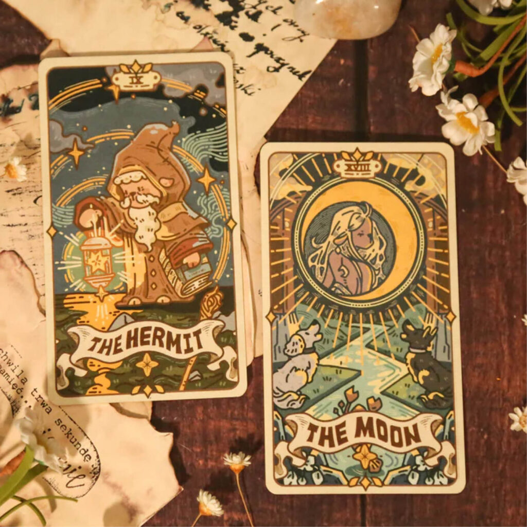 The Valley of the Lambs Tarot - the empress - The Moon - The Hermit