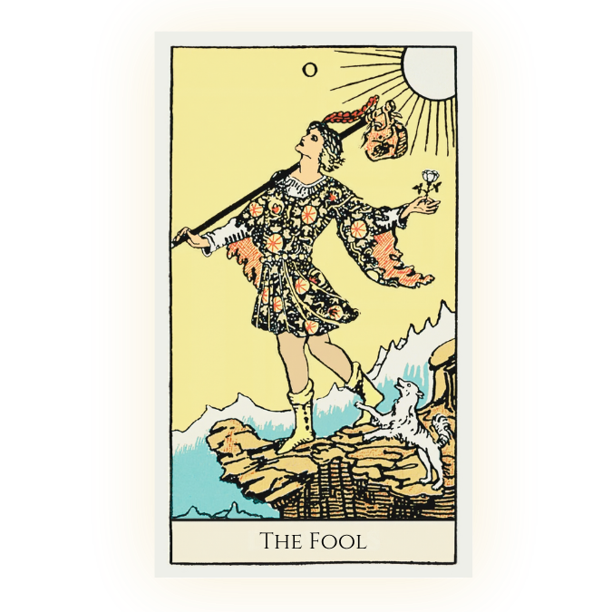 The Fool tarot card from the Rider Waite Smith deck