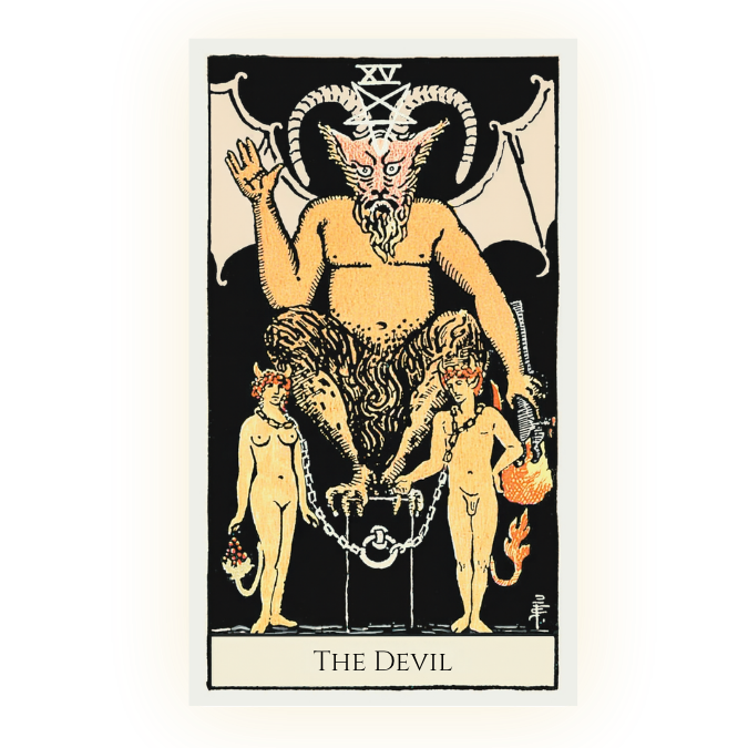 The Devil tarot card from the Rider Waite Smith deck