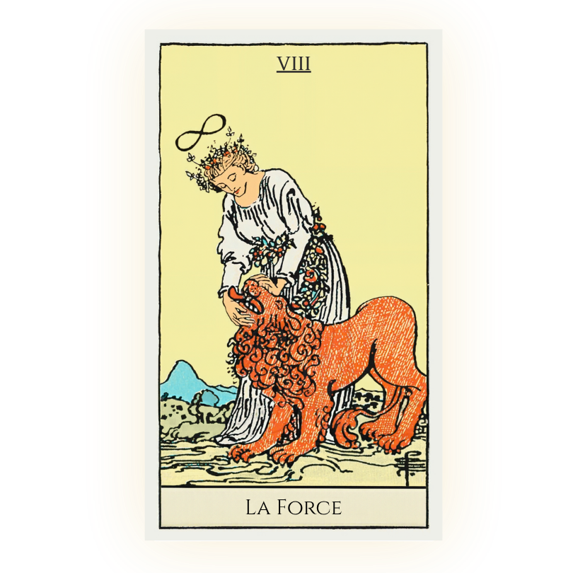 La Force, carte de tarot du jeu Rider-Waite Smith