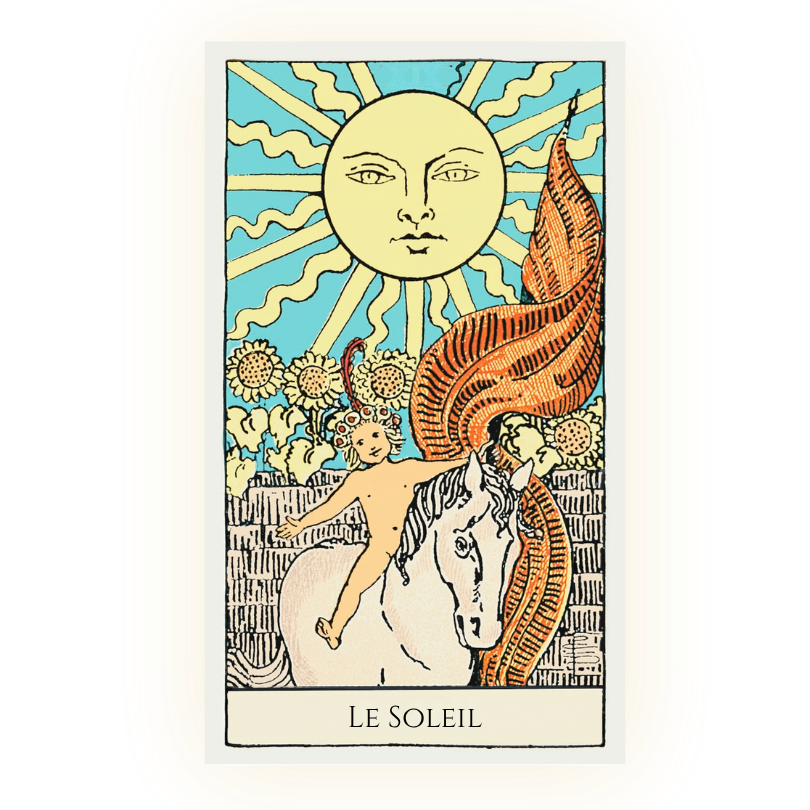 Le Soleil, carte de tarot du jeu Rider-Waite Smith